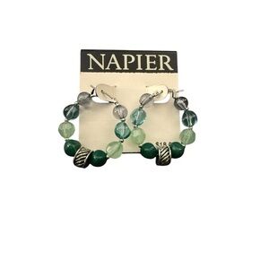 Napier Round Beaded Hoop Earrings - NWT